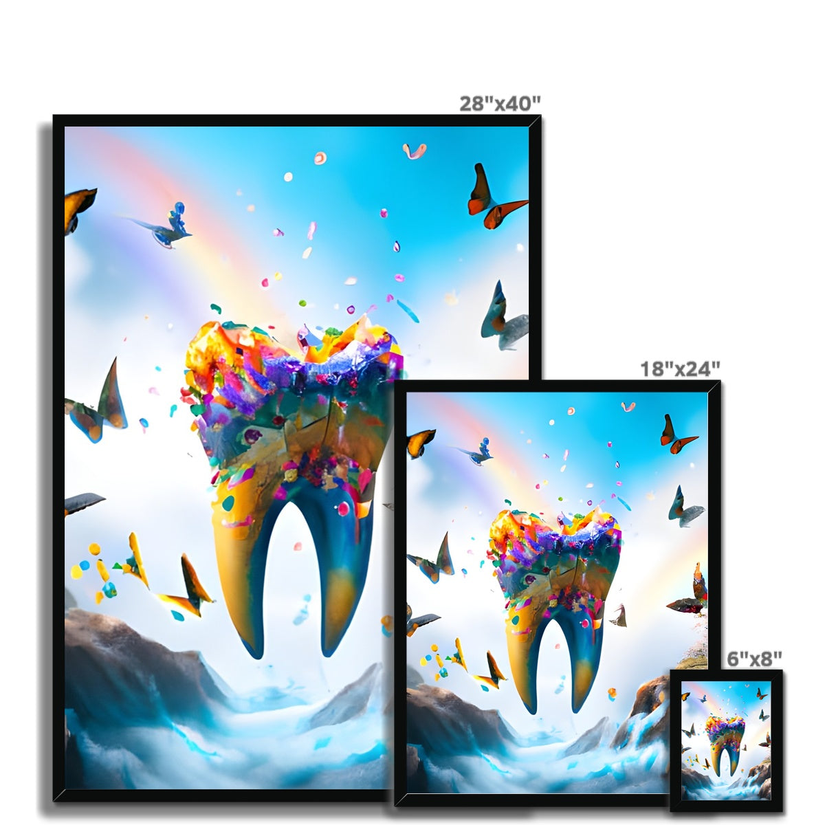 Flying Butterfly Tooth Island Framed Print Prodigi