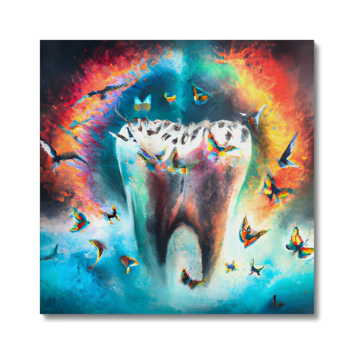 Butterflies excaping from Colour Explosion around a Tooth Canvas Prodigi