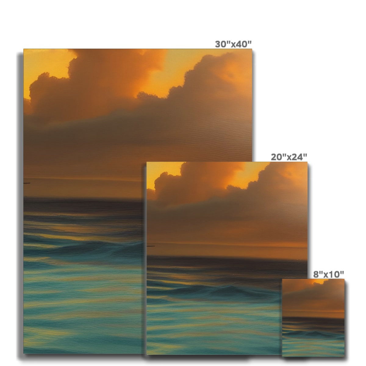 Red Sky Over Turquoise Ocean Canvas Prodigi