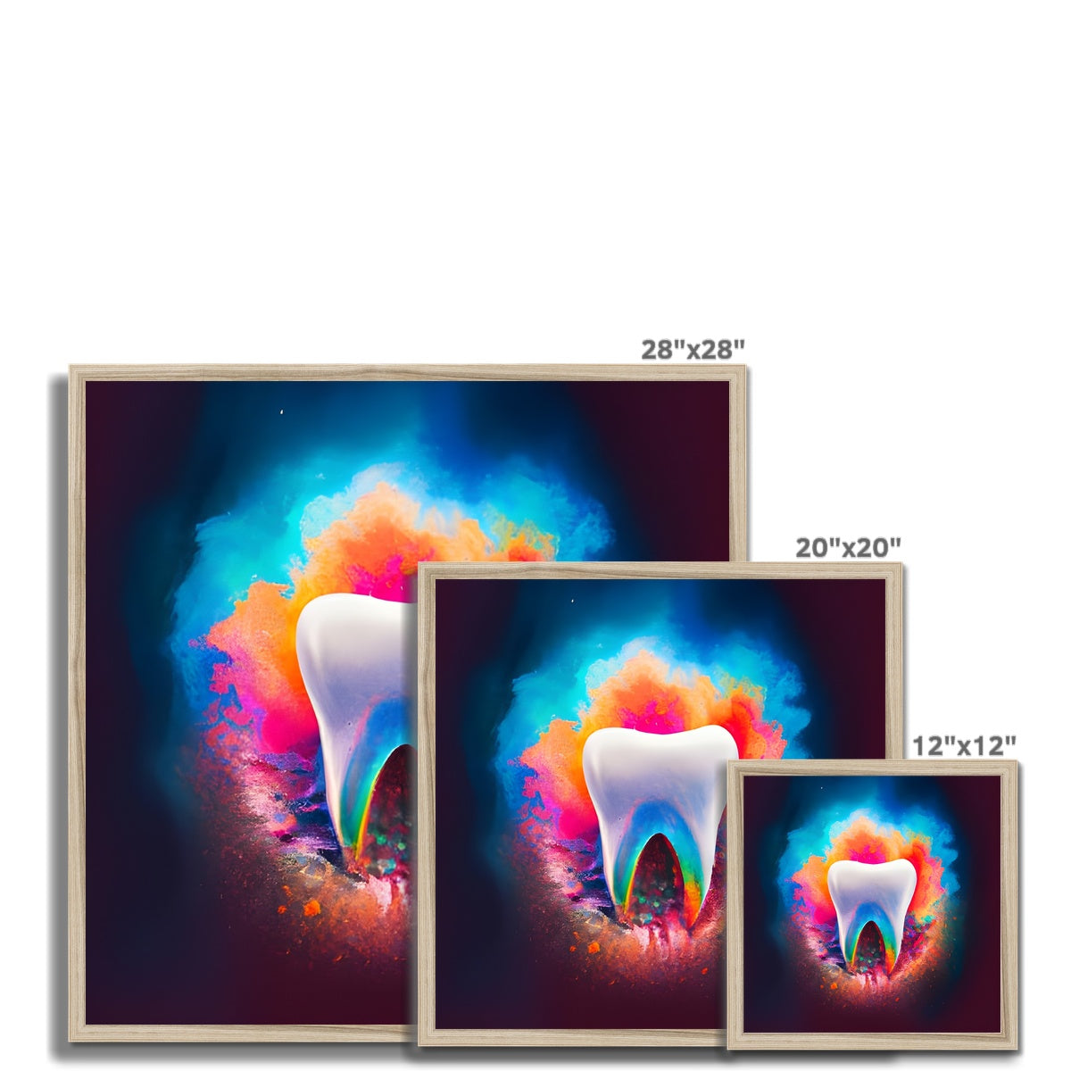 Tooth in Front of a Colour Explosion Framed Print Prodigi