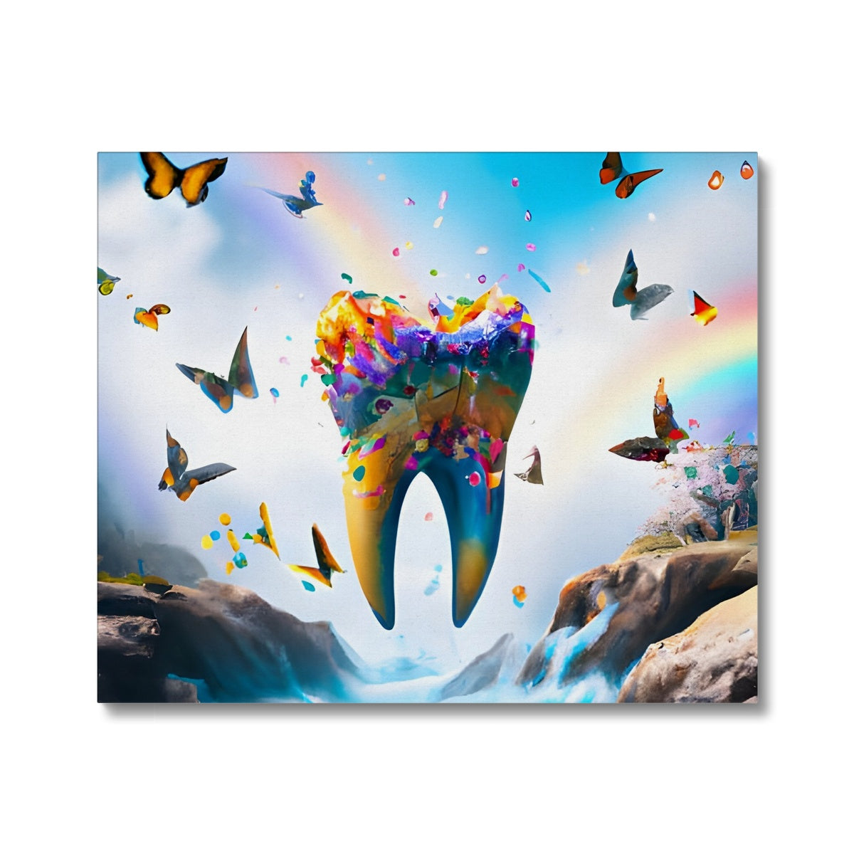 Flying Butterfly Tooth Island Canvas Prodigi