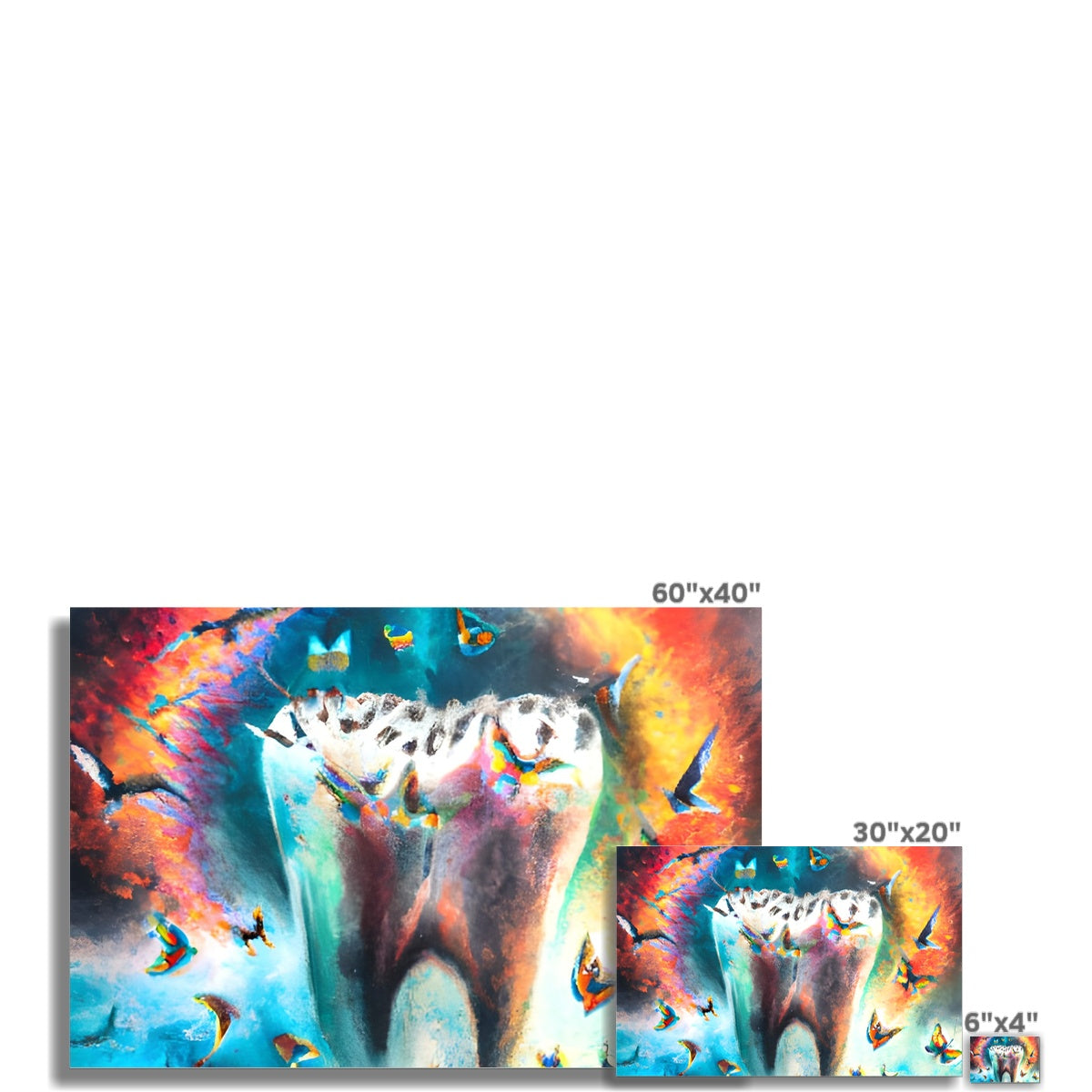 Butterflies excaping from Colour Explosion around a Tooth Fine Art Print Prodigi