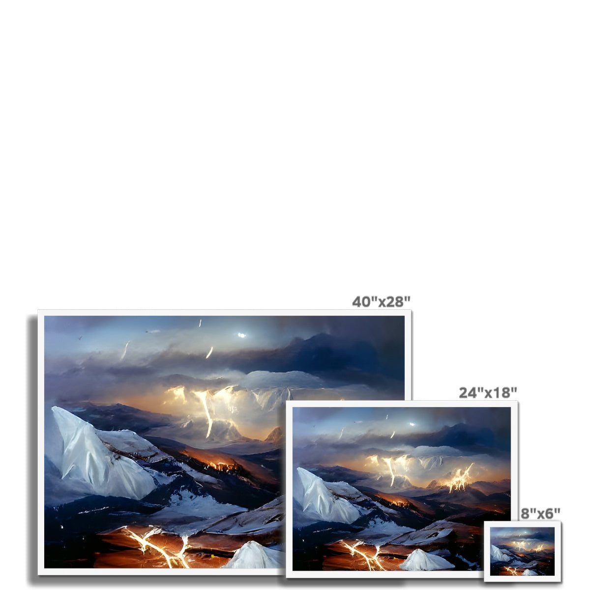 Mountains with Lightning Framed Print Prodigi