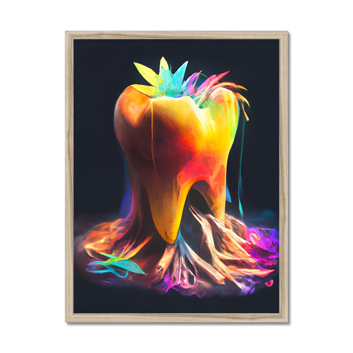 Colourful Tooth with Roots Framed Print Prodigi