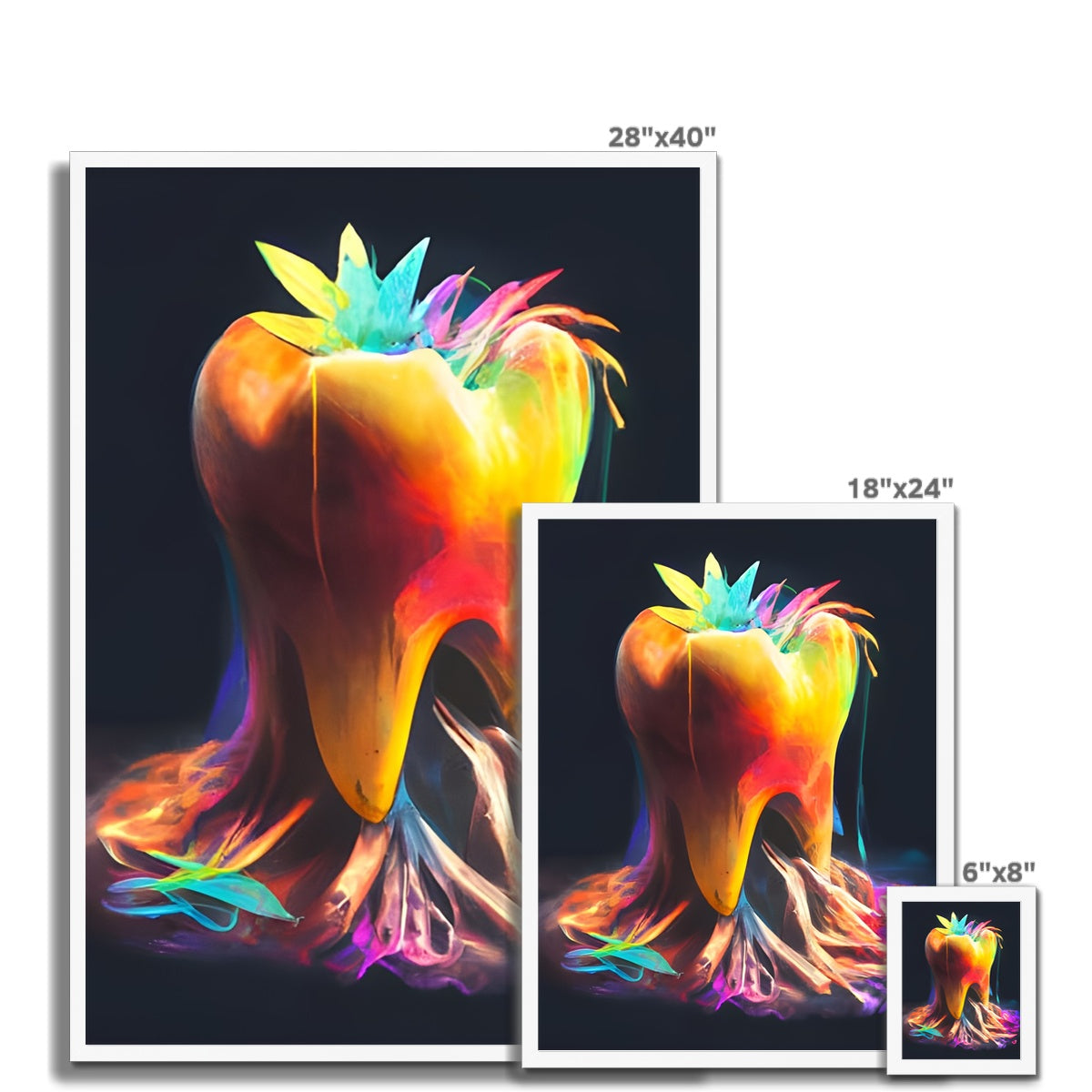 Colourful Tooth with Roots Framed Print Prodigi