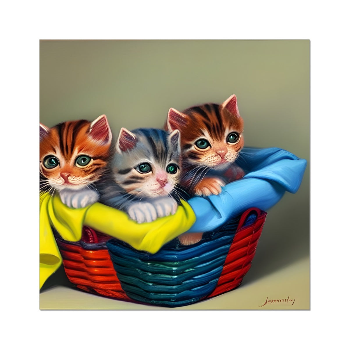 Cute Kittens In A Basket Fine Art Print Prodigi