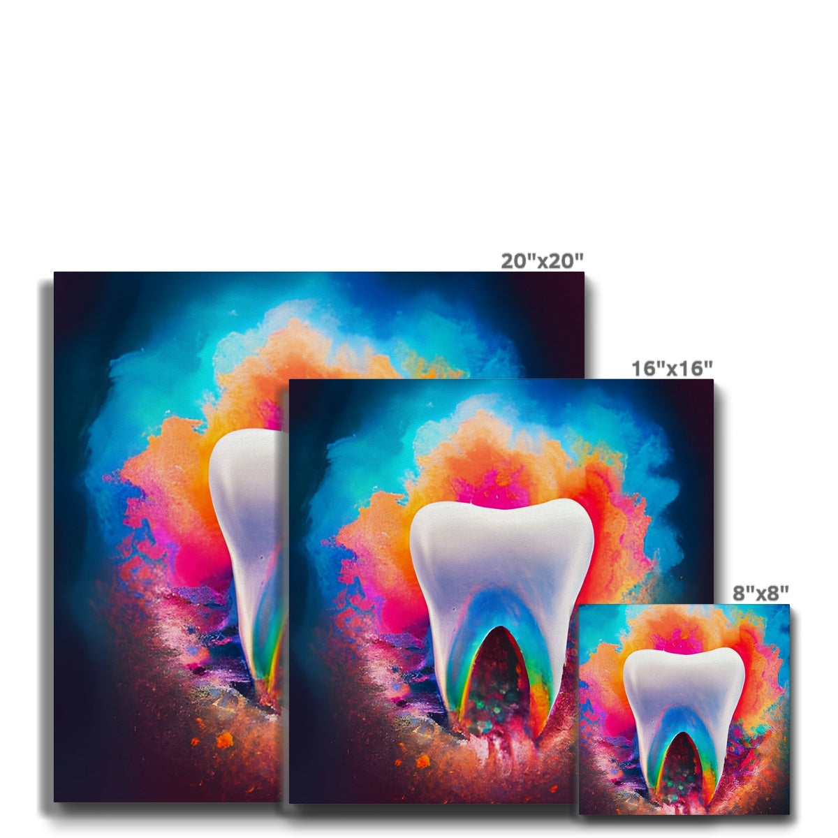 Tooth in Front of a Colour Explosion Eco Canvas Prodigi