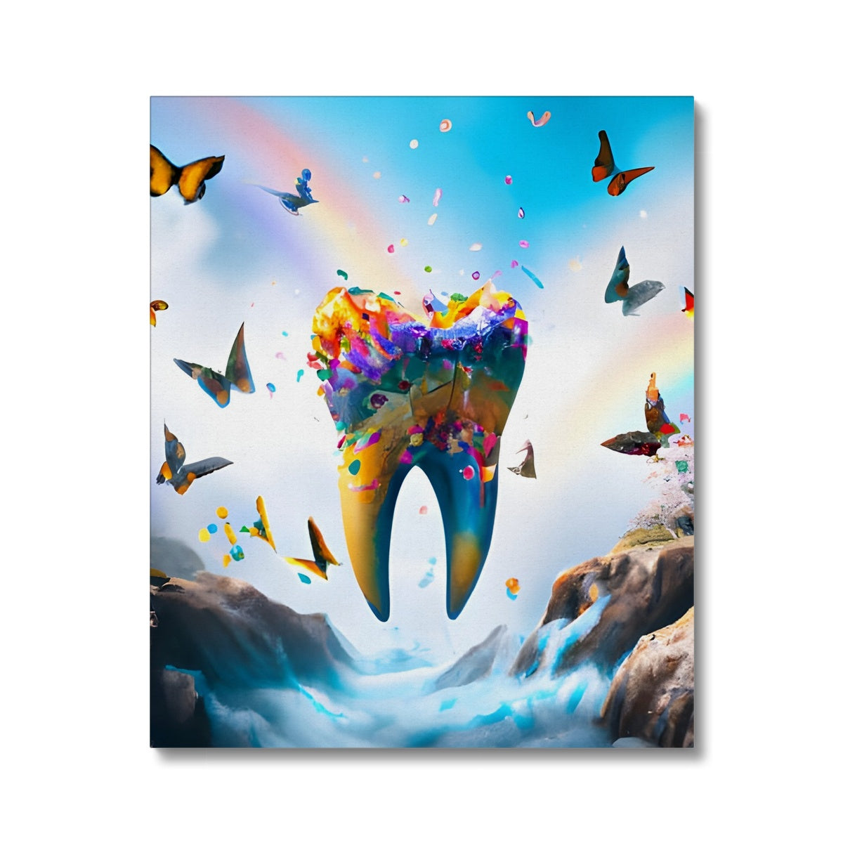 Flying Butterfly Tooth Island Canvas Prodigi