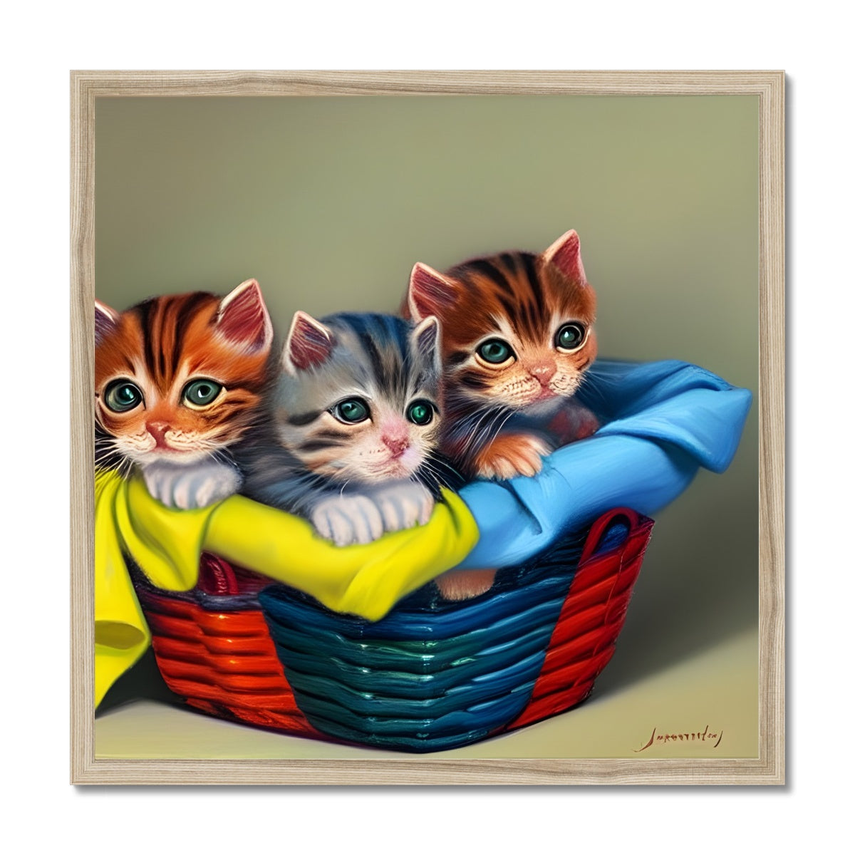 Cute Kittens In A Basket Framed Print Prodigi