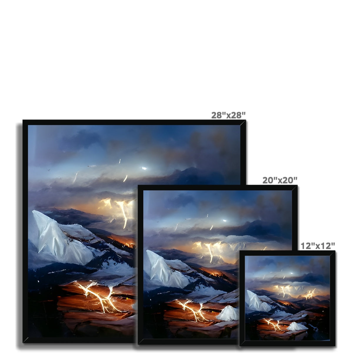 Mountains with Lightning Framed Print Prodigi