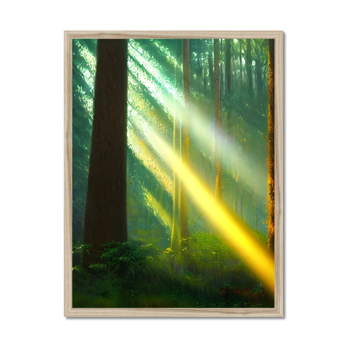 A Ray of Light in the Forest Framed Print Prodigi