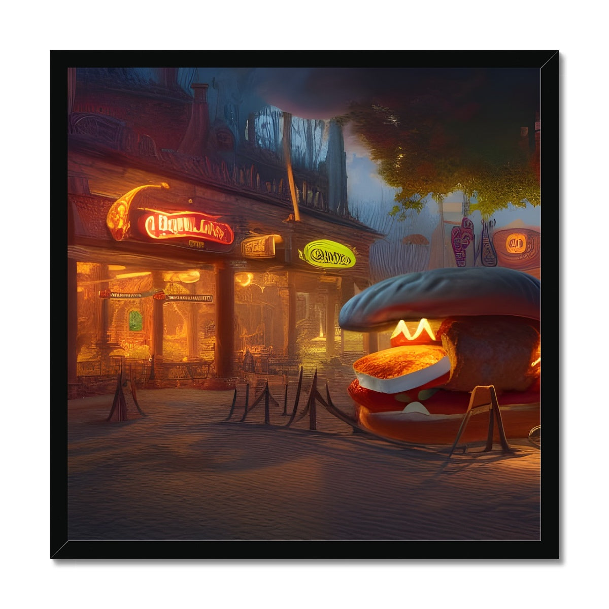 Burger Food Stand Framed Print Prodigi