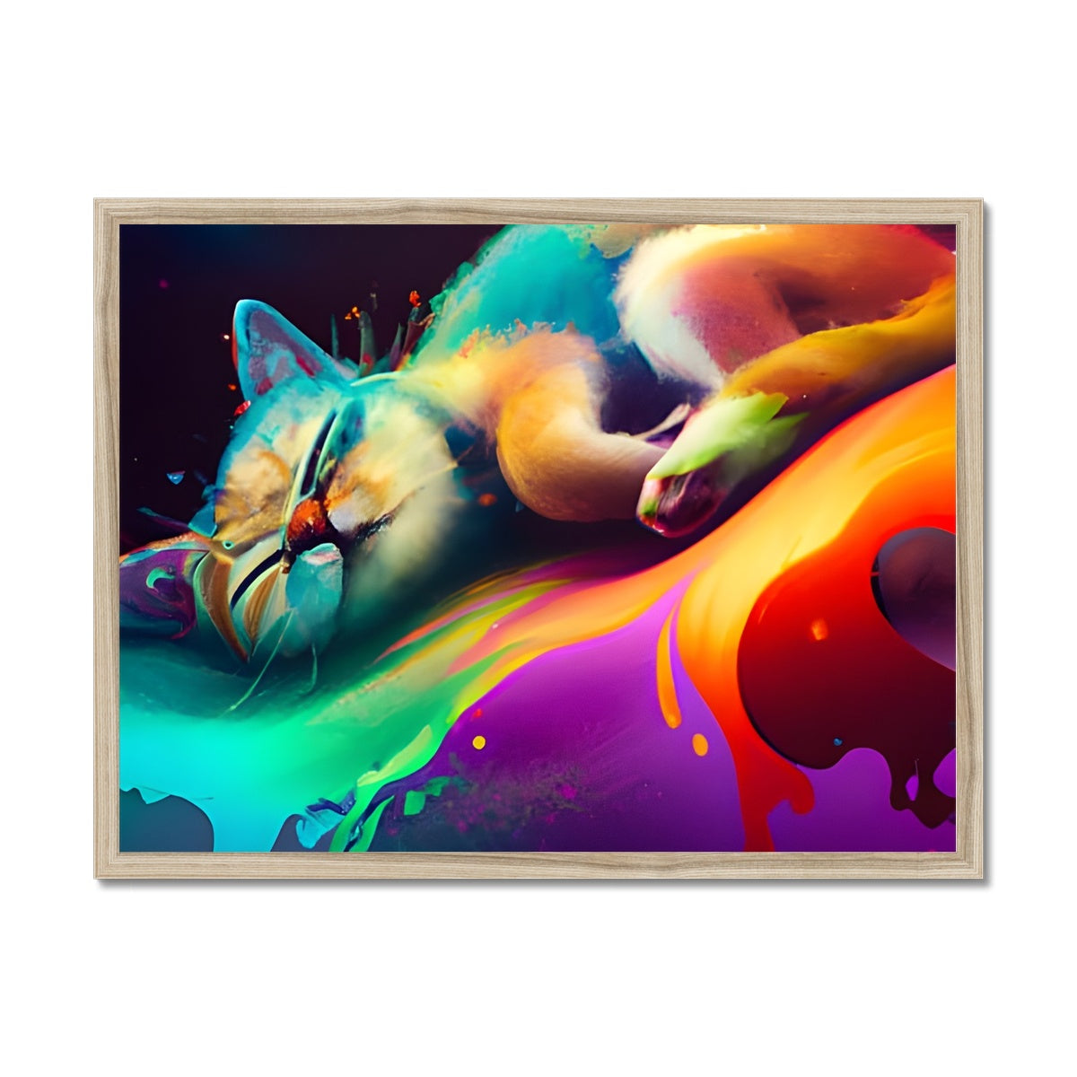 Surfing Lazy Cat Framed Print Prodigi