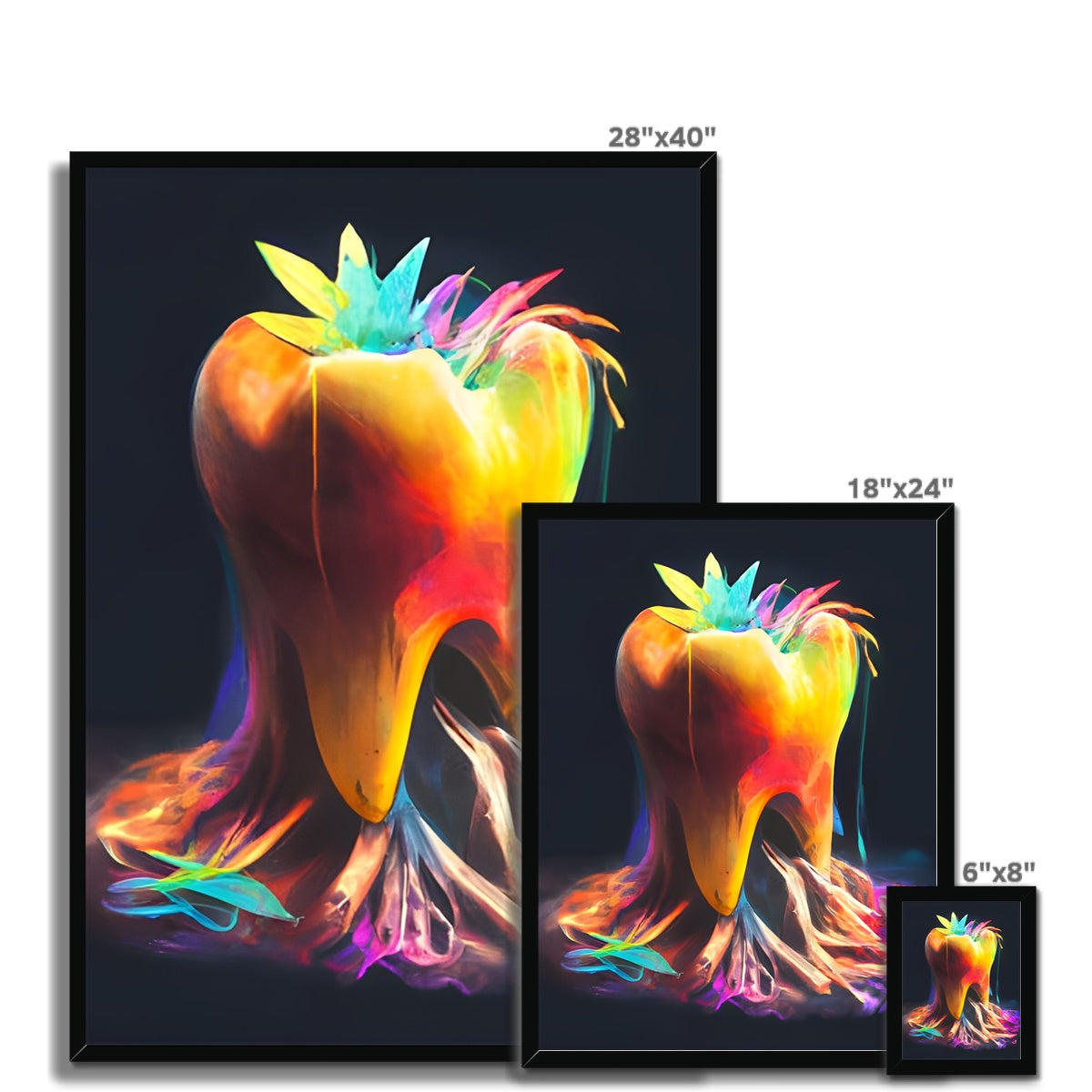 Colourful Tooth with Roots Framed Print Prodigi