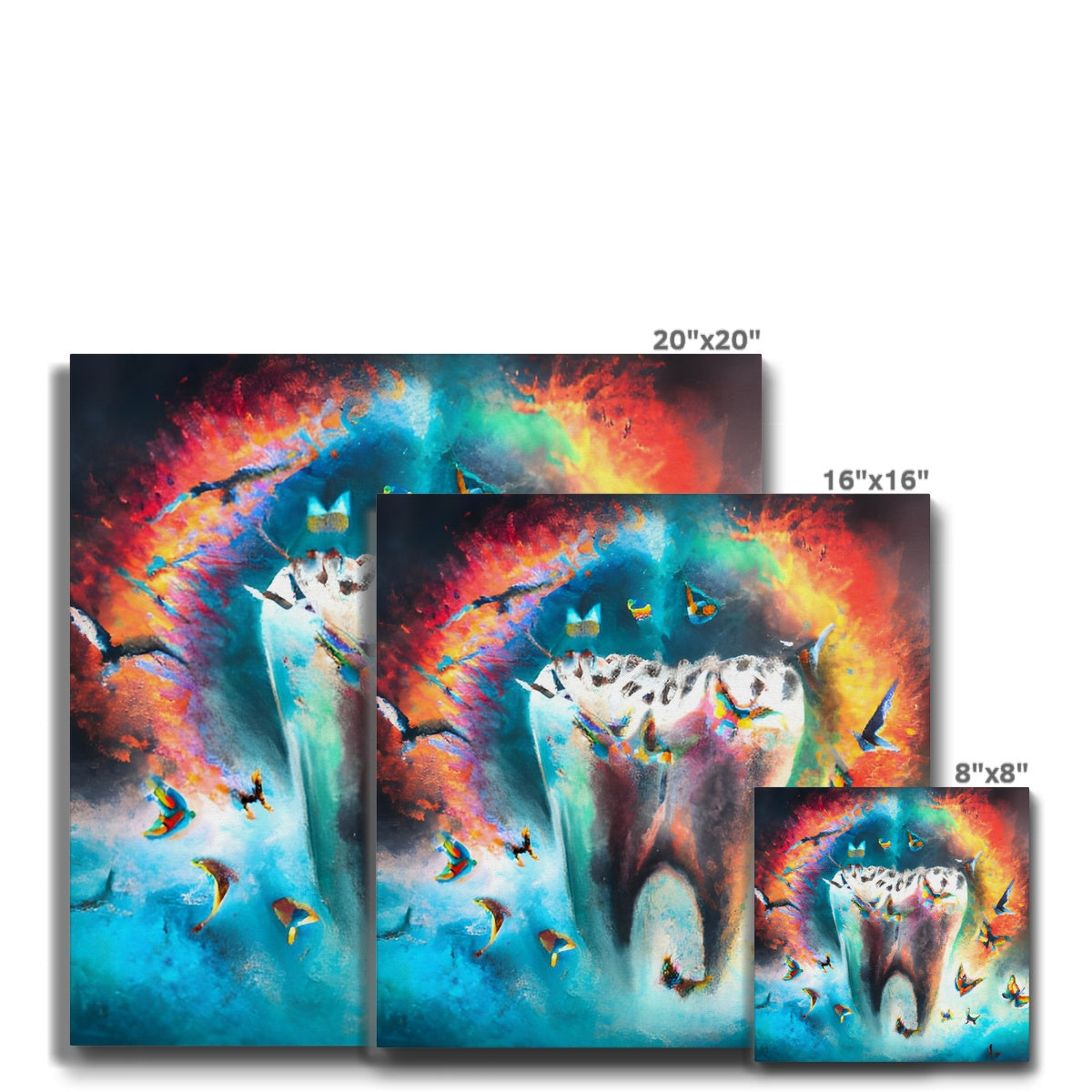 Butterflies excaping from Colour Explosion around a Tooth Eco Canvas Prodigi