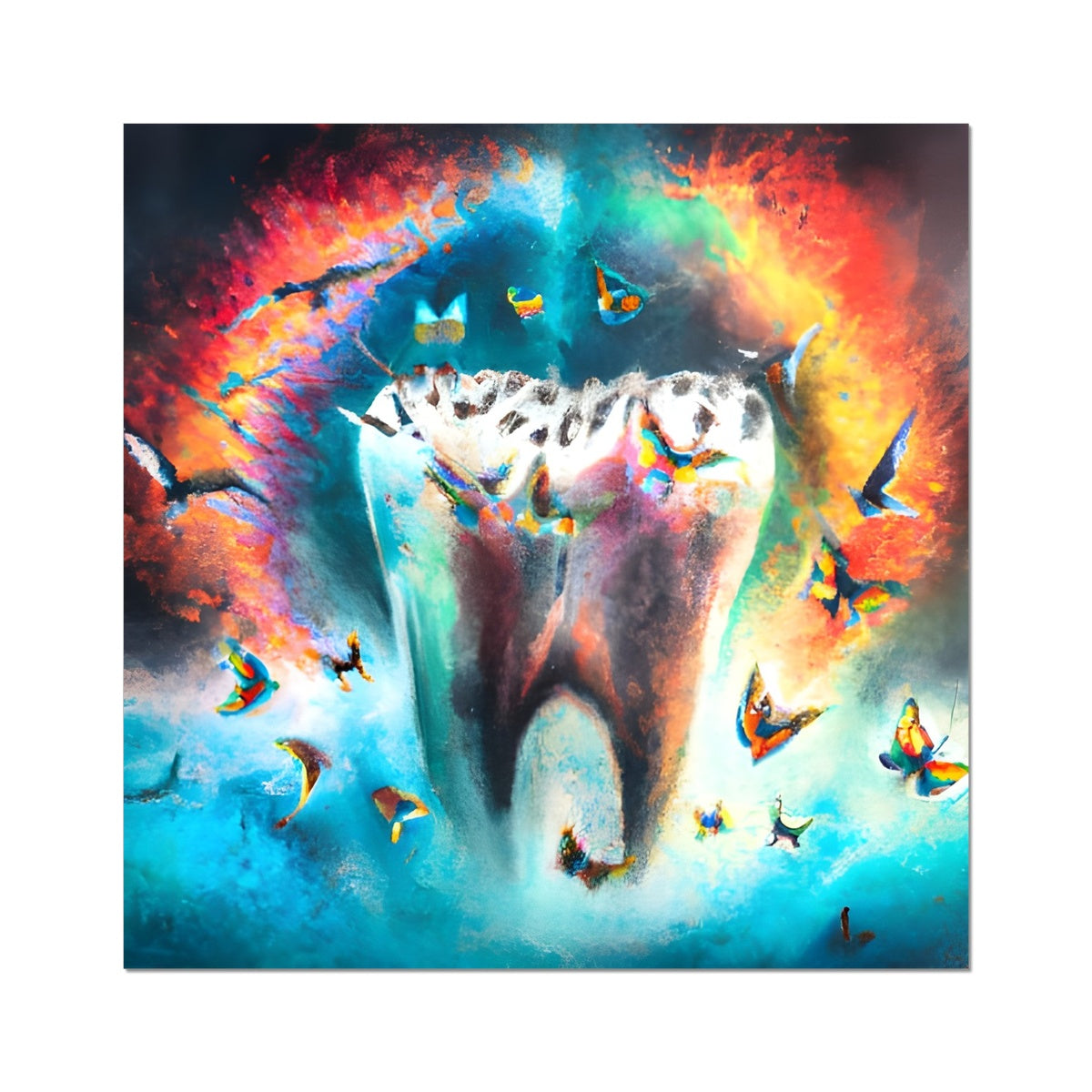 Butterflies excaping from Colour Explosion around a Tooth Fine Art Print Prodigi