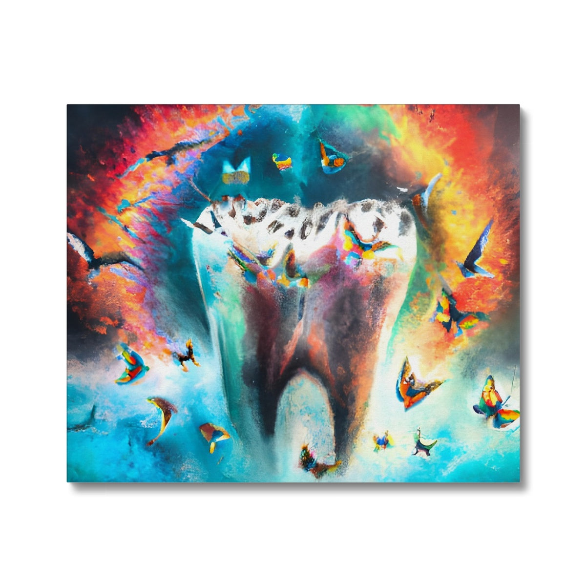 Butterflies excaping from Colour Explosion around a Tooth Canvas Prodigi