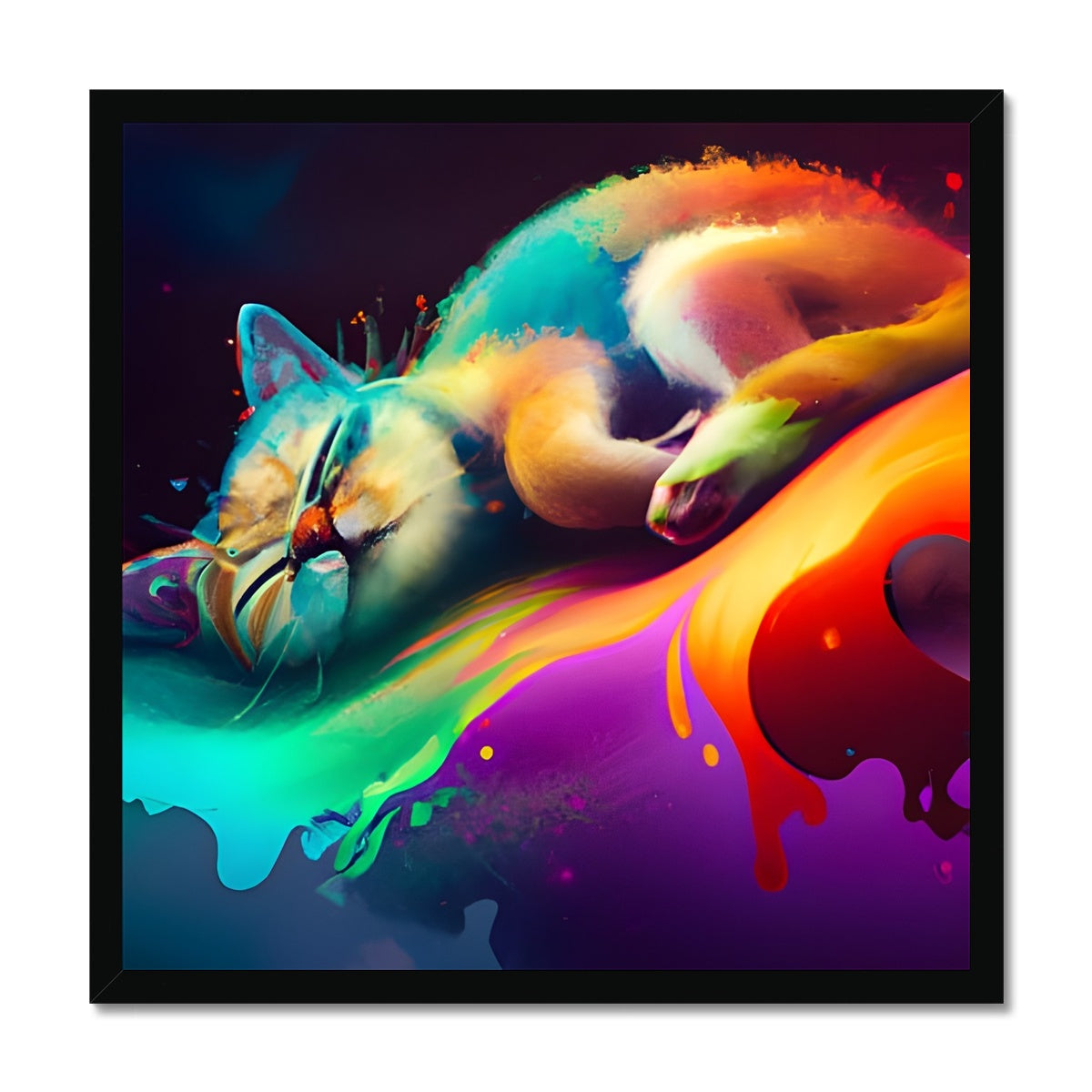 Surfing Lazy Cat Framed Print Prodigi