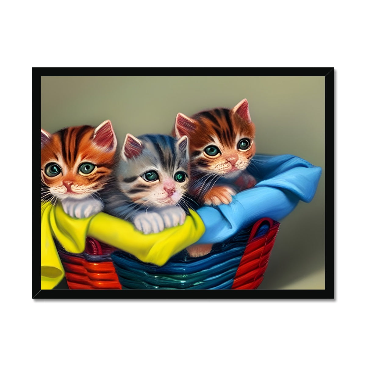 Cute Kittens In A Basket Framed Print Prodigi