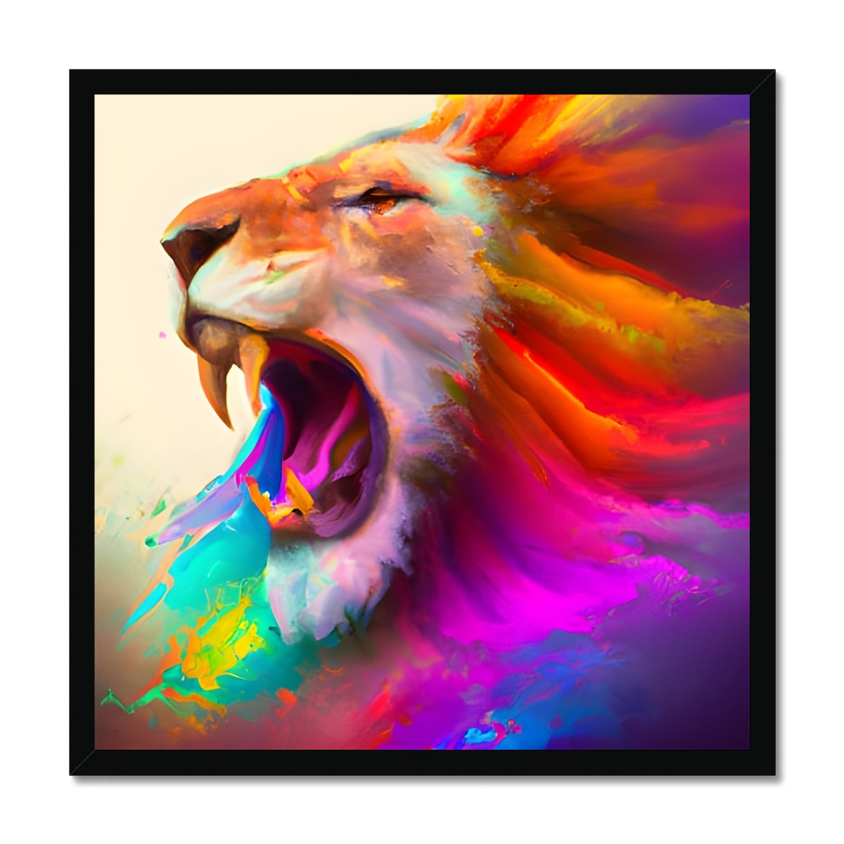 Lion with a Rainbow Mane Framed Print Prodigi