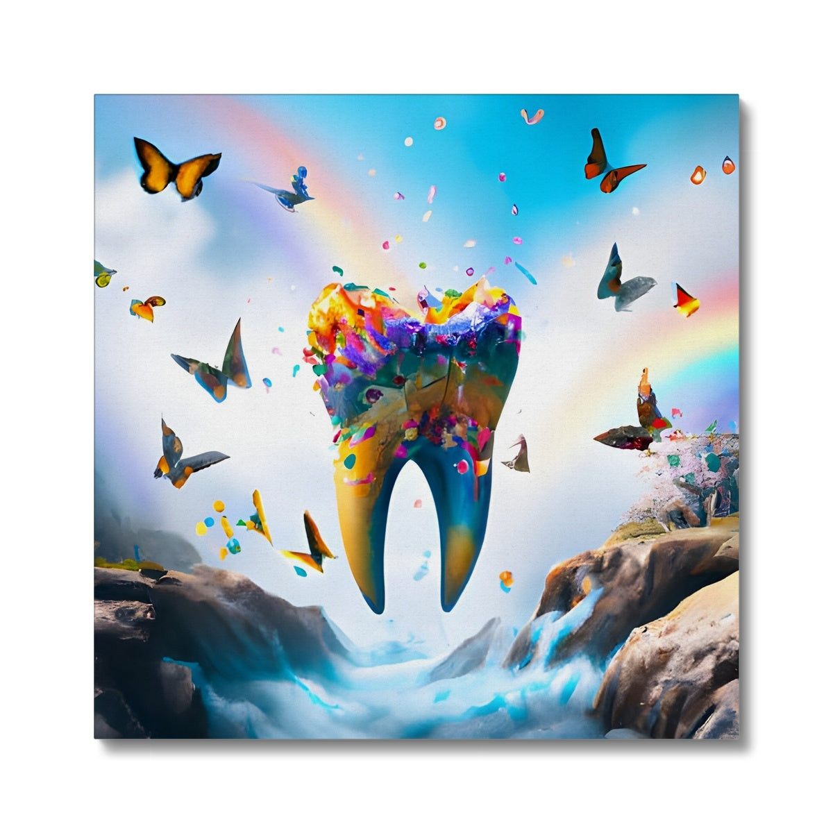 Flying Butterfly Tooth Island Canvas Prodigi