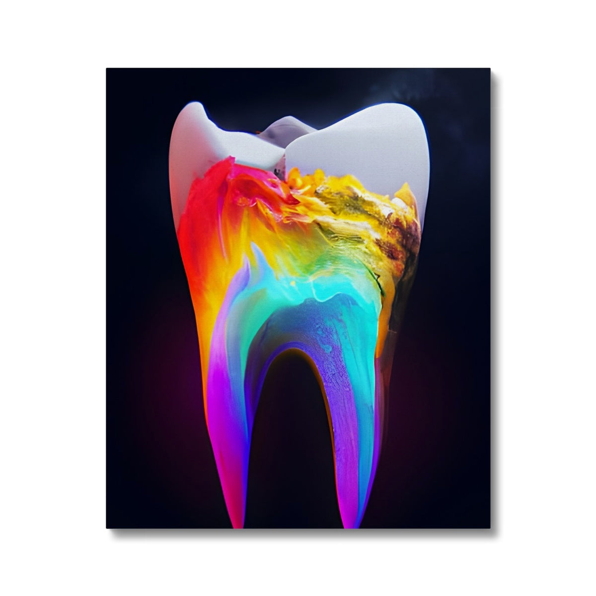 Colours filling a Tooth Canvas Prodigi