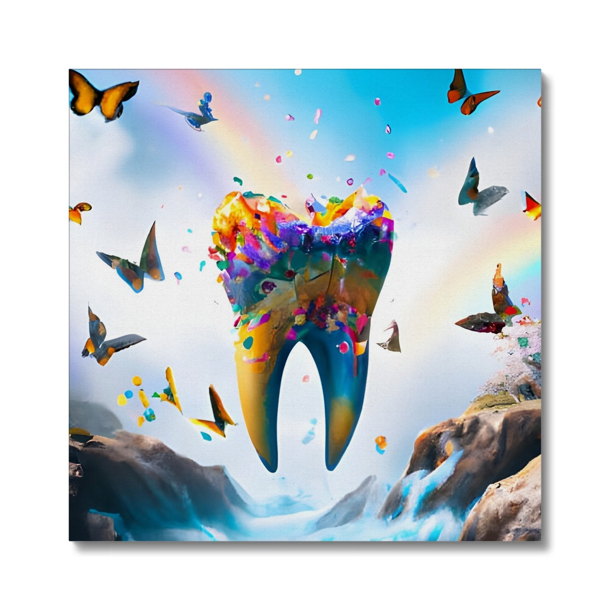 Flying Butterfly Tooth Island Canvas Prodigi