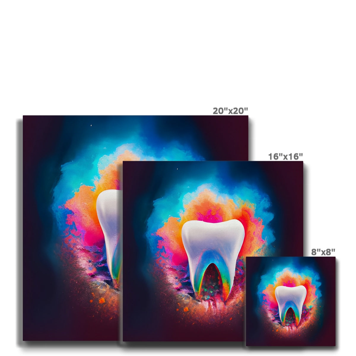 Tooth in Front of a Colour Explosion Eco Canvas Prodigi