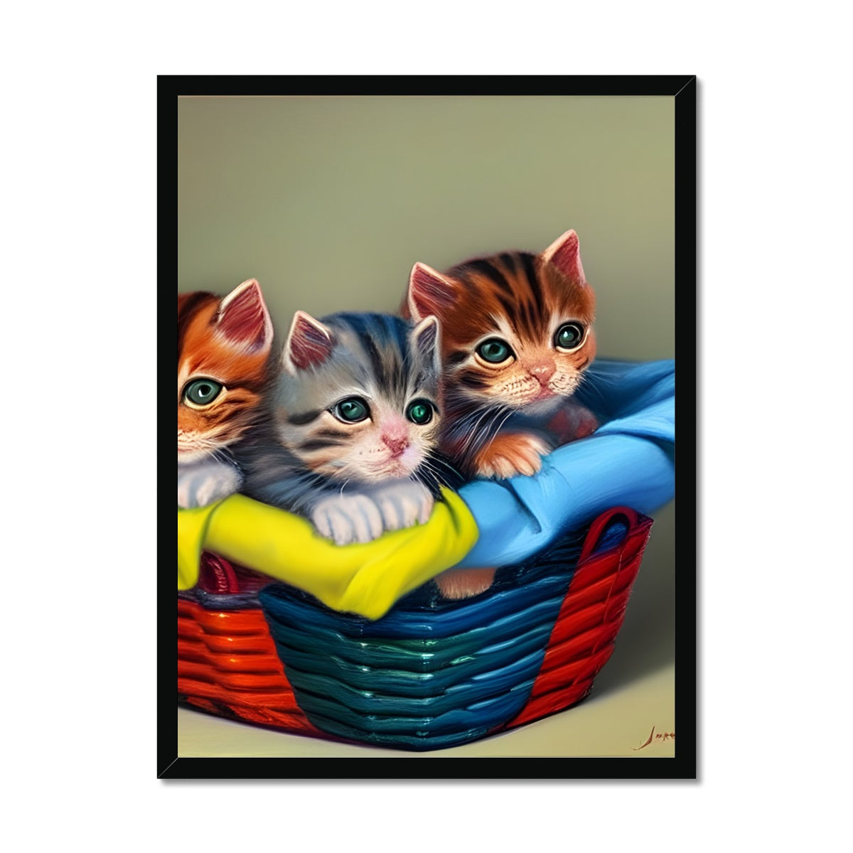 Cute Kittens In A Basket Framed Print Prodigi