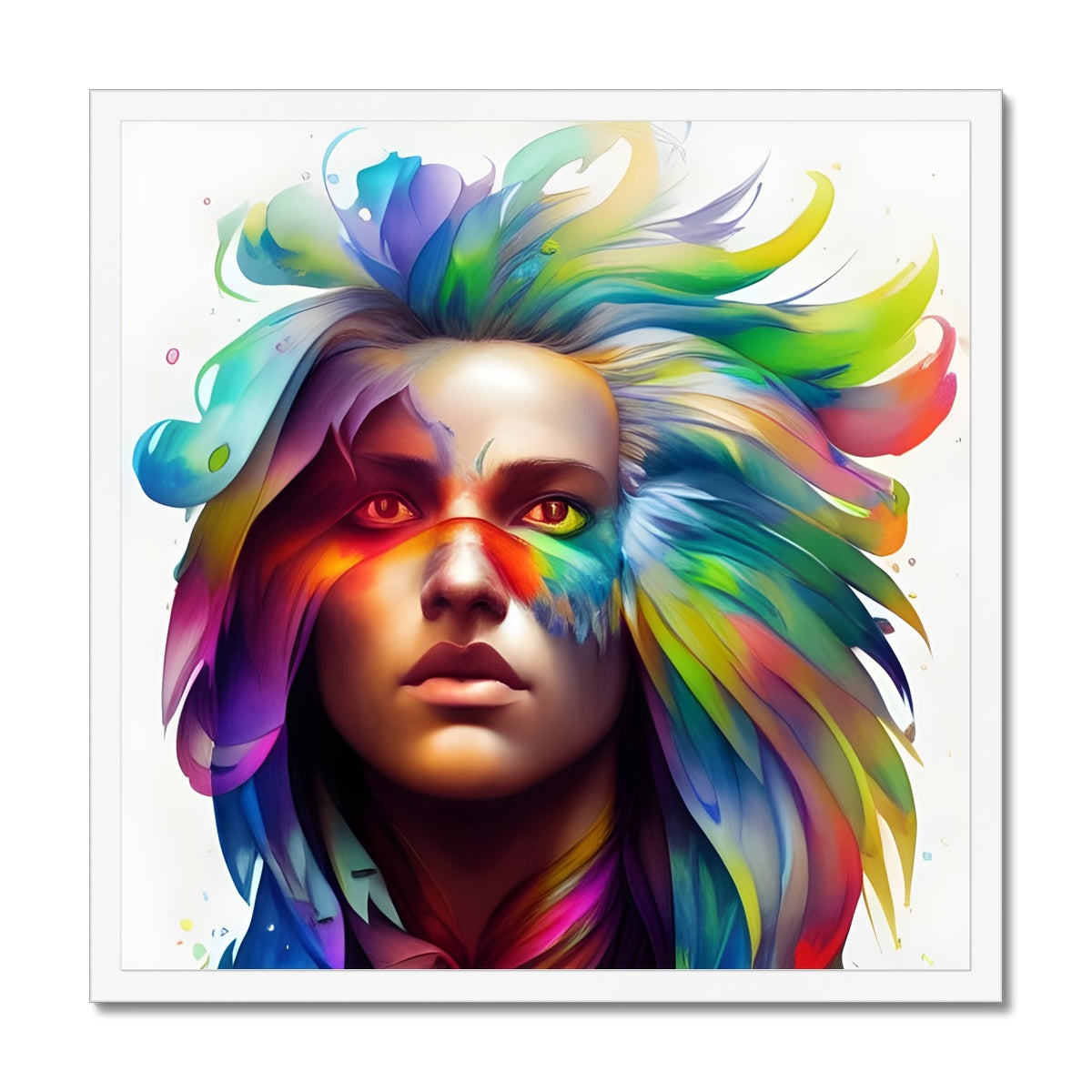 Women Rainbow Eagle Head Framed Print Prodigi