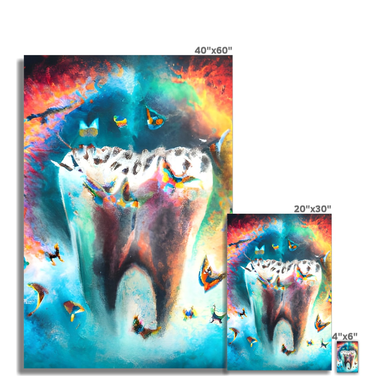 Butterflies excaping from Colour Explosion around a Tooth Fine Art Print Prodigi