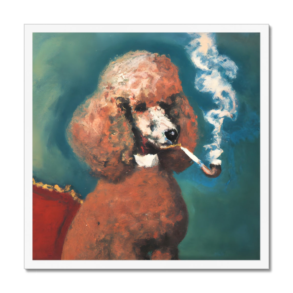 Smoking Poodle Framed Print Prodigi