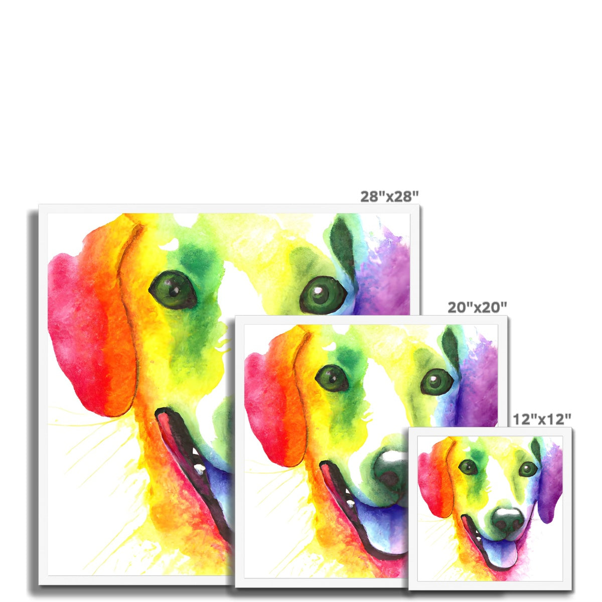 Happy Rainbow Dog Framed Print Prodigi