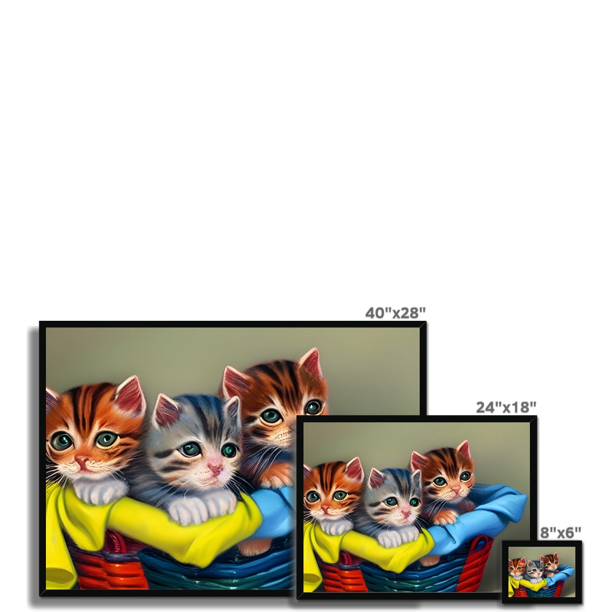 Cute Kittens In A Basket Framed Print Prodigi