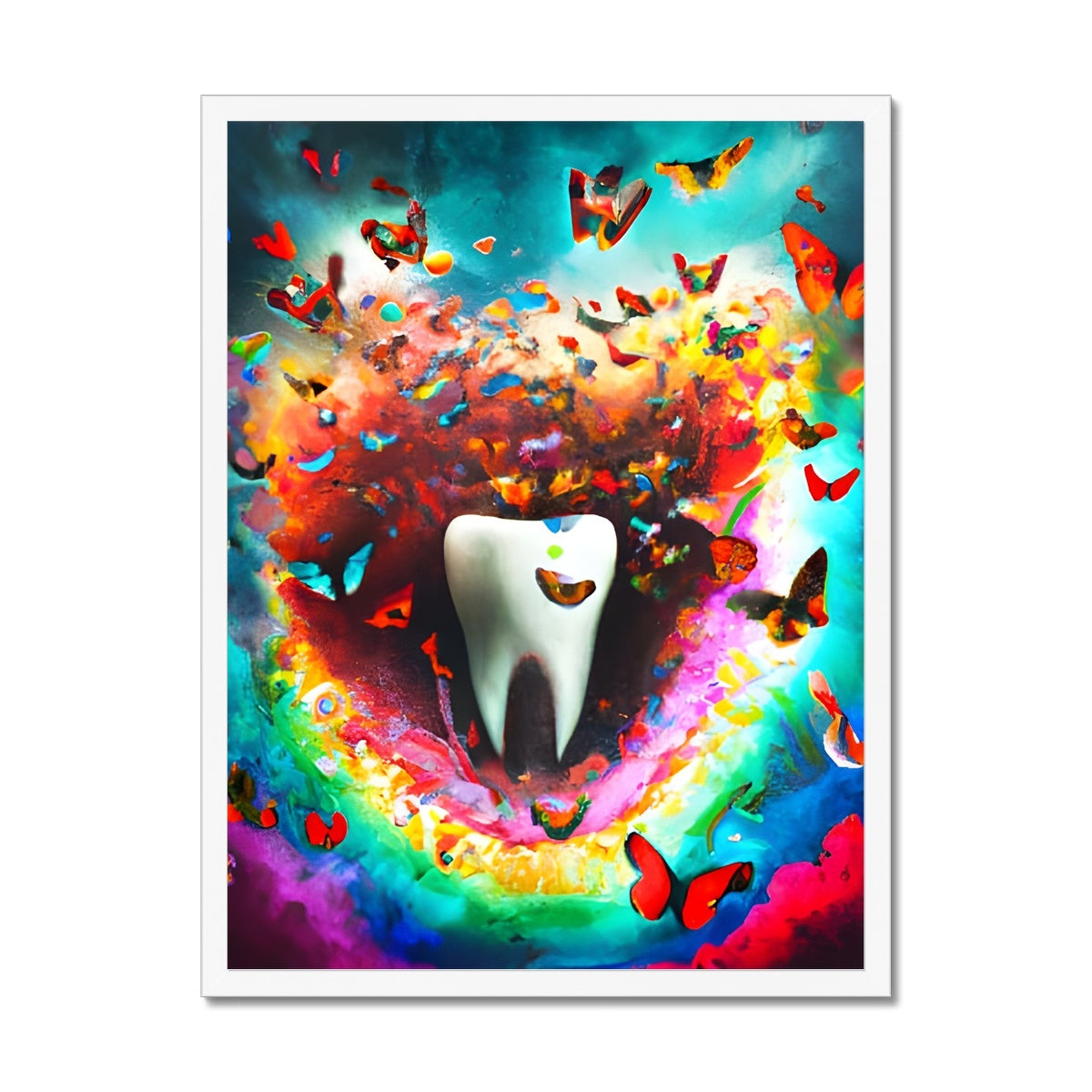 Tooth in Butterfly Storm Framed Print Prodigi