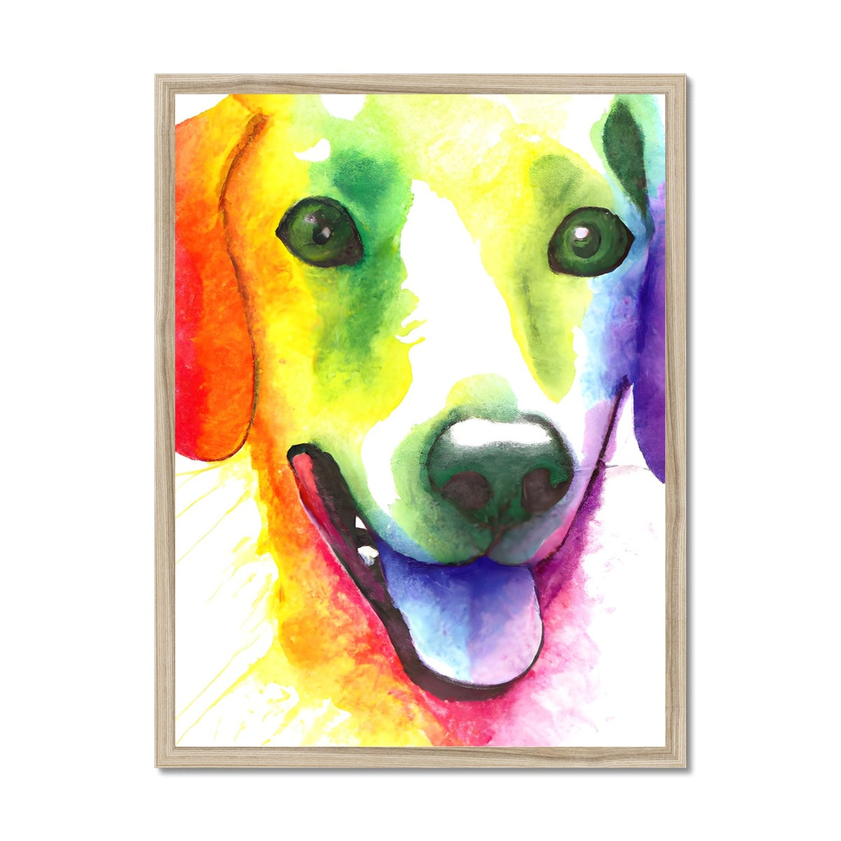 Happy Rainbow Dog Framed Print Prodigi