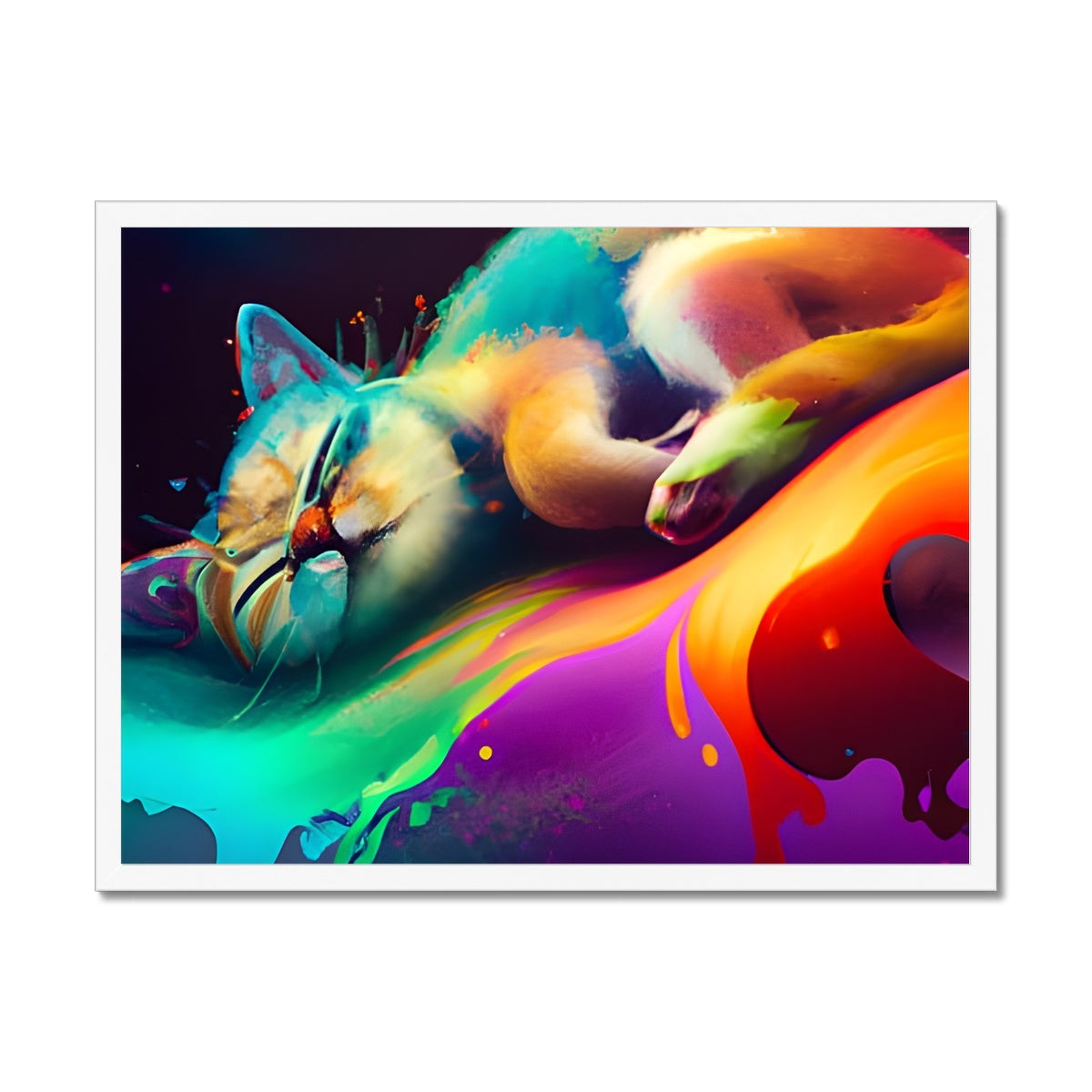 Surfing Lazy Cat Framed Print Prodigi