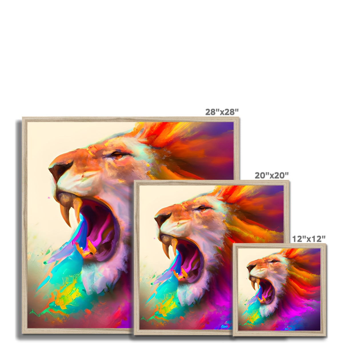 Lion with a Rainbow Mane Framed Print Prodigi