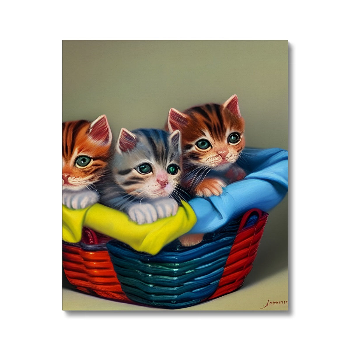 Cute Kittens In A Basket Canvas Prodigi