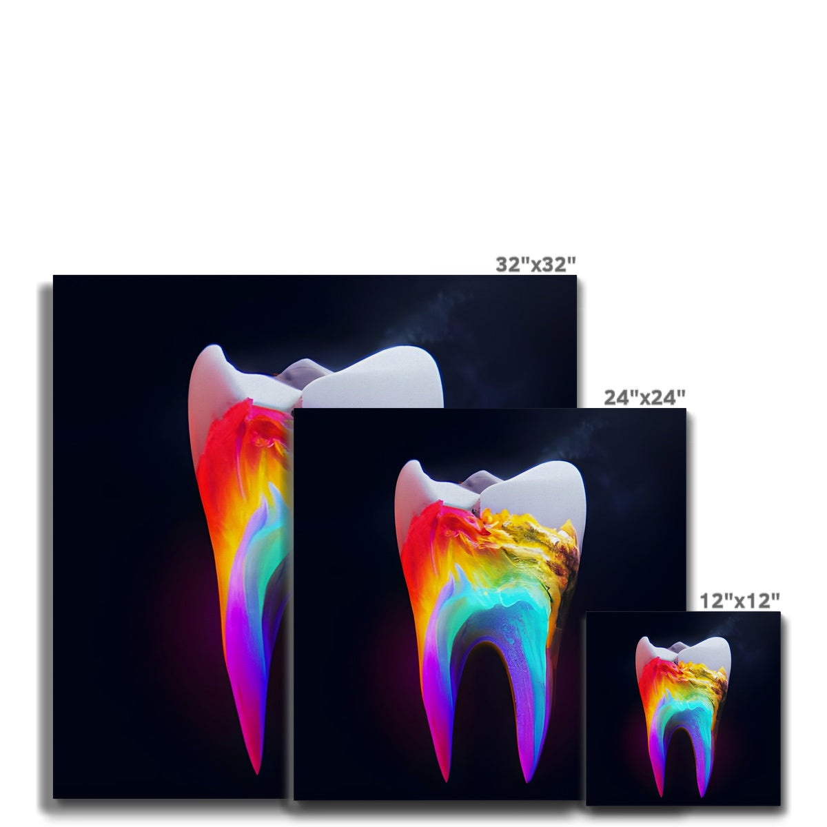 Colours filling a Tooth Canvas Prodigi