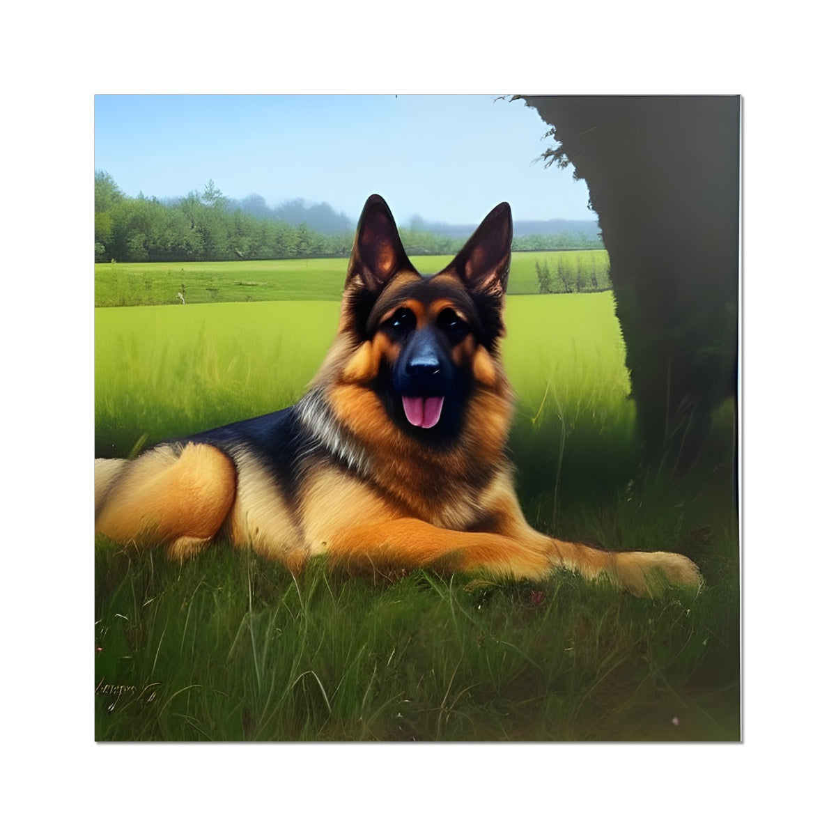 Dog Laying in a Field Fine Art Print Prodigi