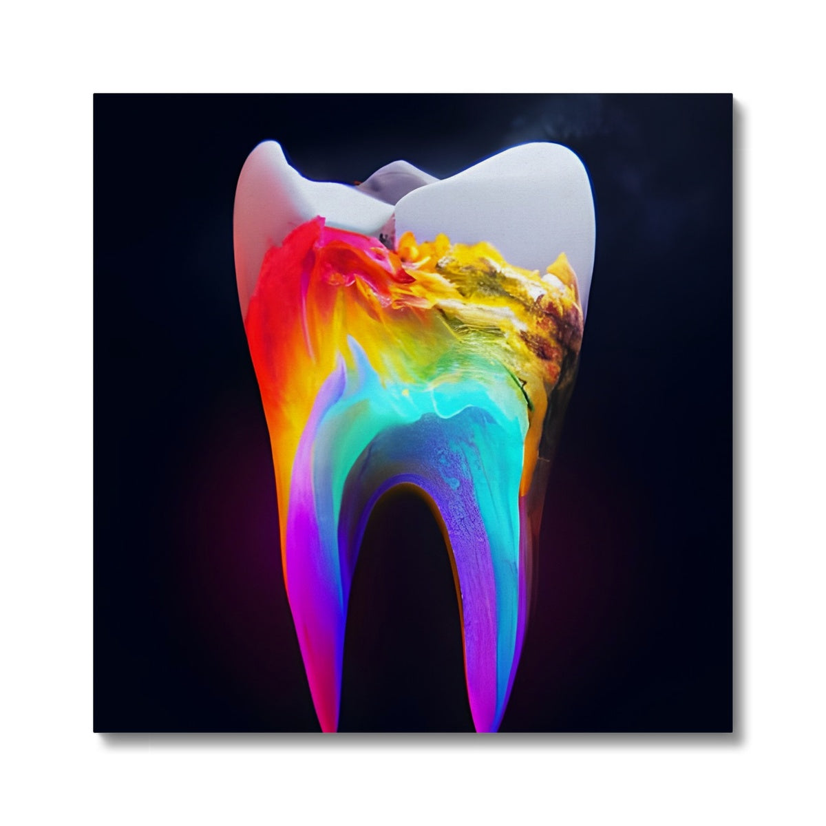 Colours filling a Tooth Canvas Prodigi