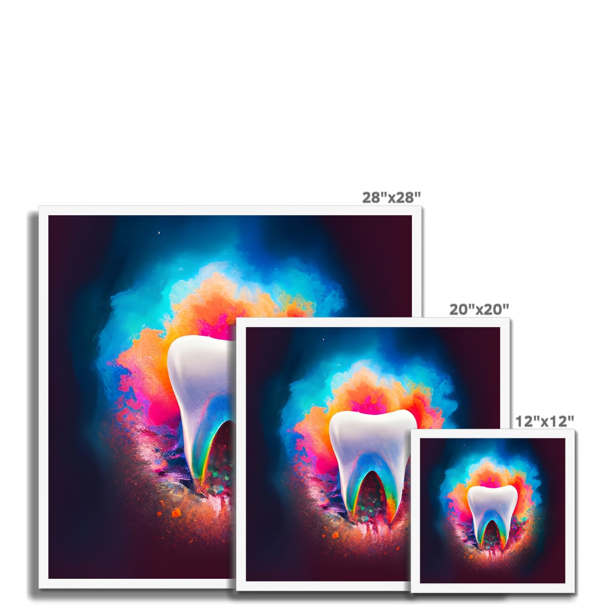 Tooth in Front of a Colour Explosion Framed Print Prodigi