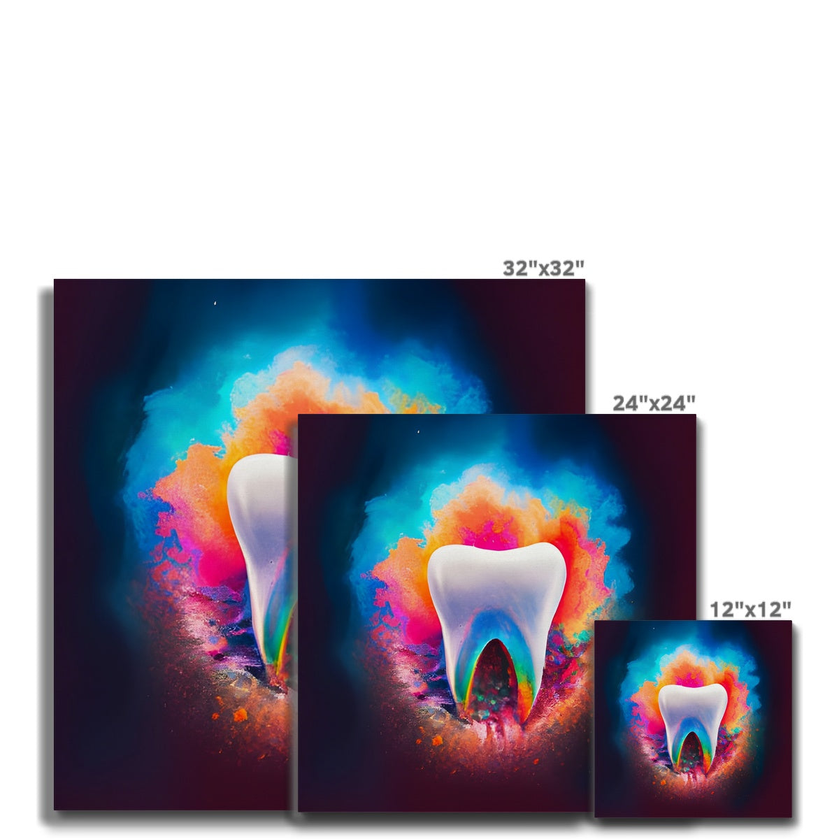 Tooth in Front of a Colour Explosion Canvas Prodigi