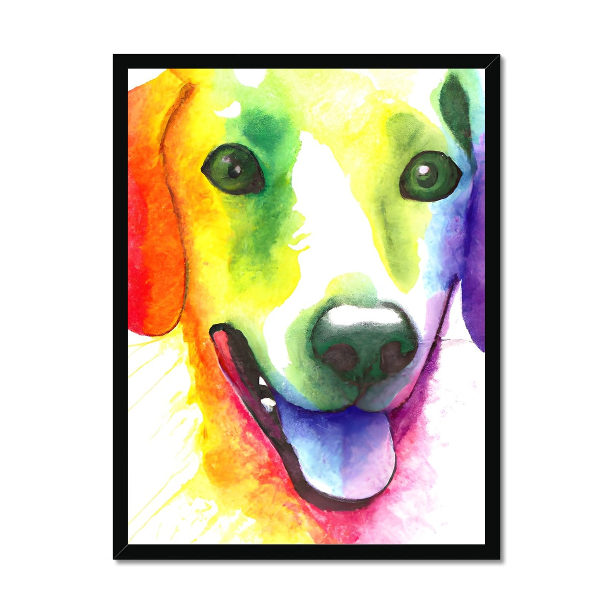 Happy Rainbow Dog Framed Print Prodigi