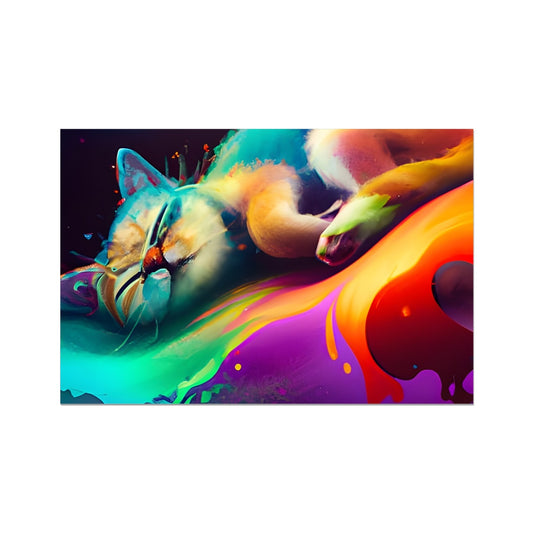 Surfing Lazy Cat Fine Art Print Prodigi