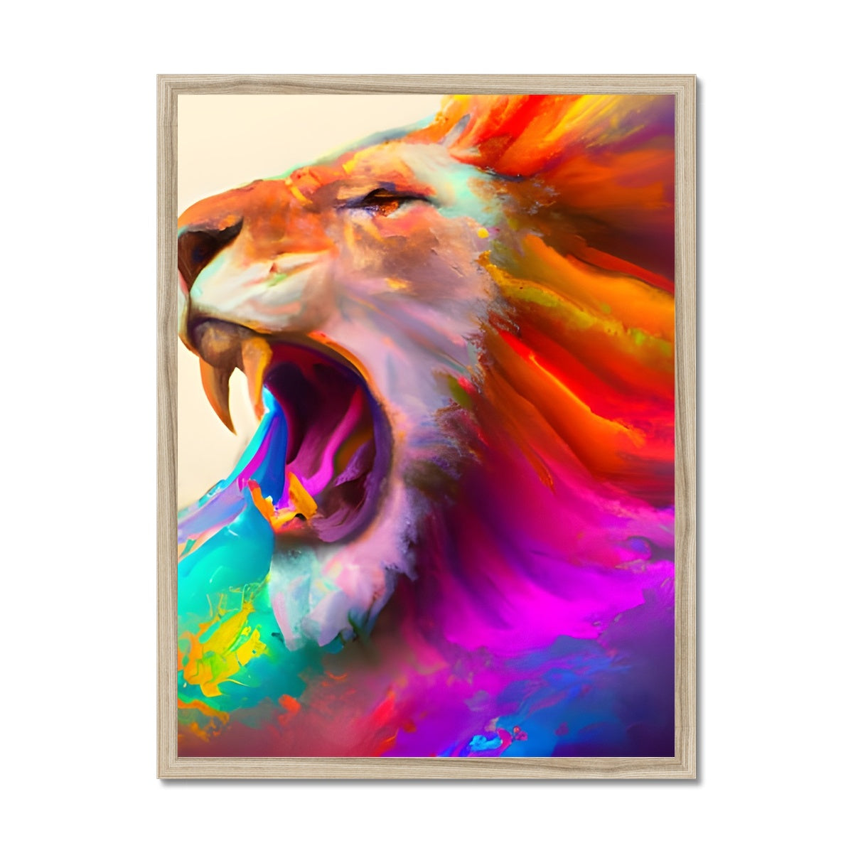 Lion with a Rainbow Mane Framed Print Prodigi