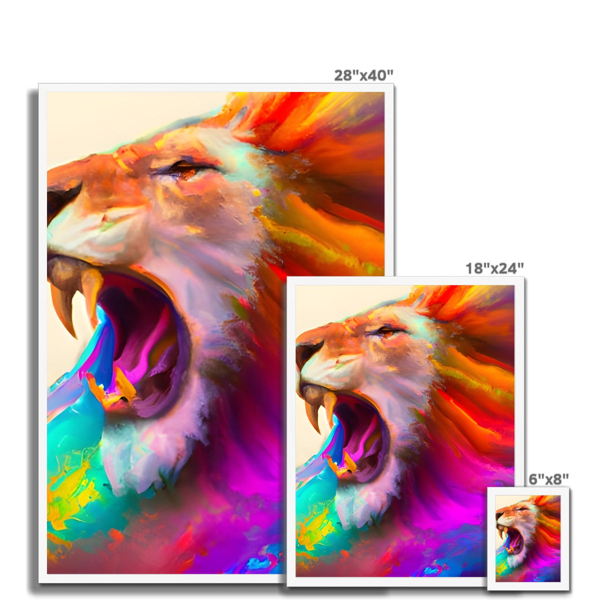 Lion with a Rainbow Mane Framed Print Prodigi