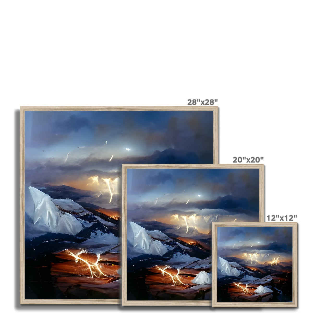 Mountains with Lightning Framed Print Prodigi