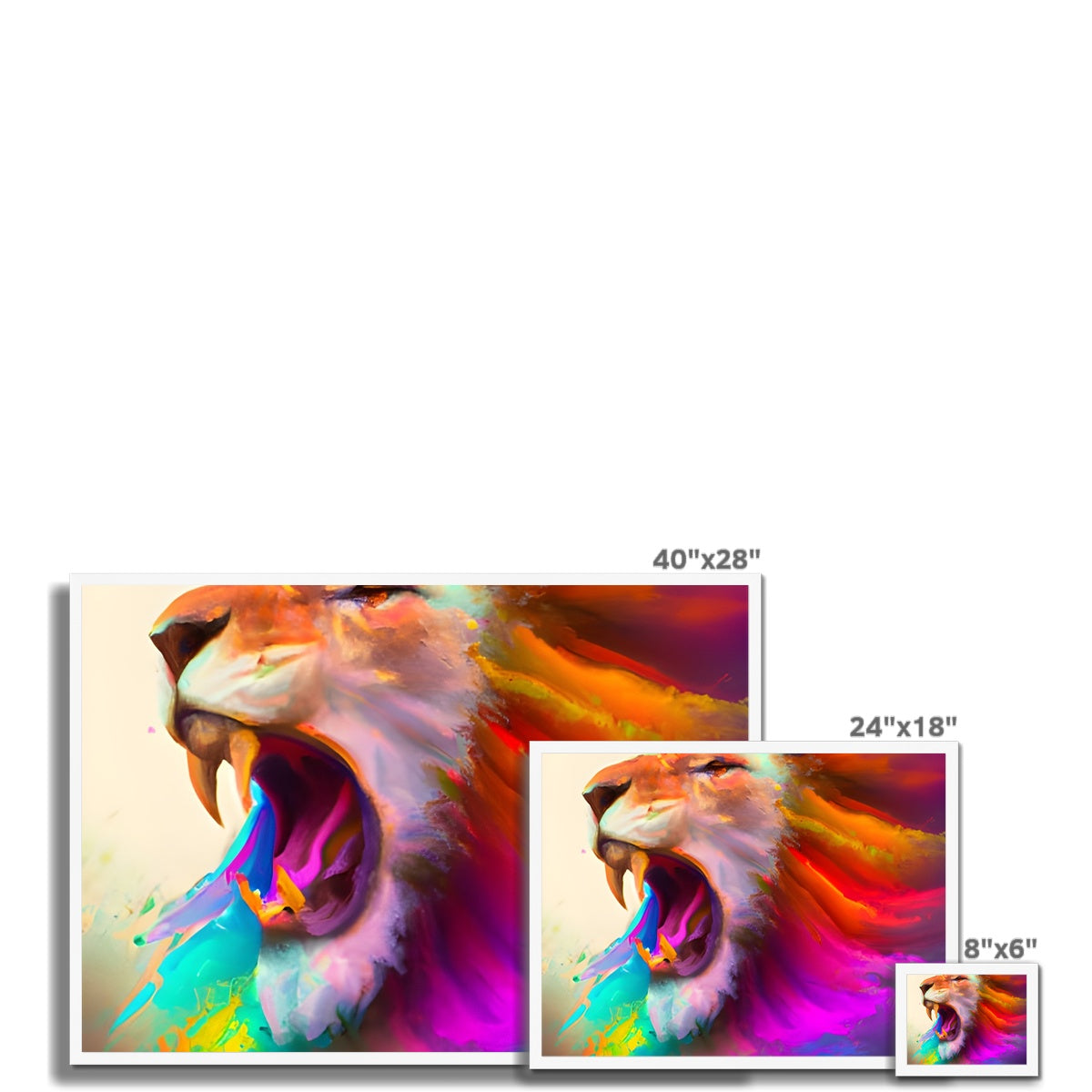 Lion with a Rainbow Mane Framed Print Prodigi